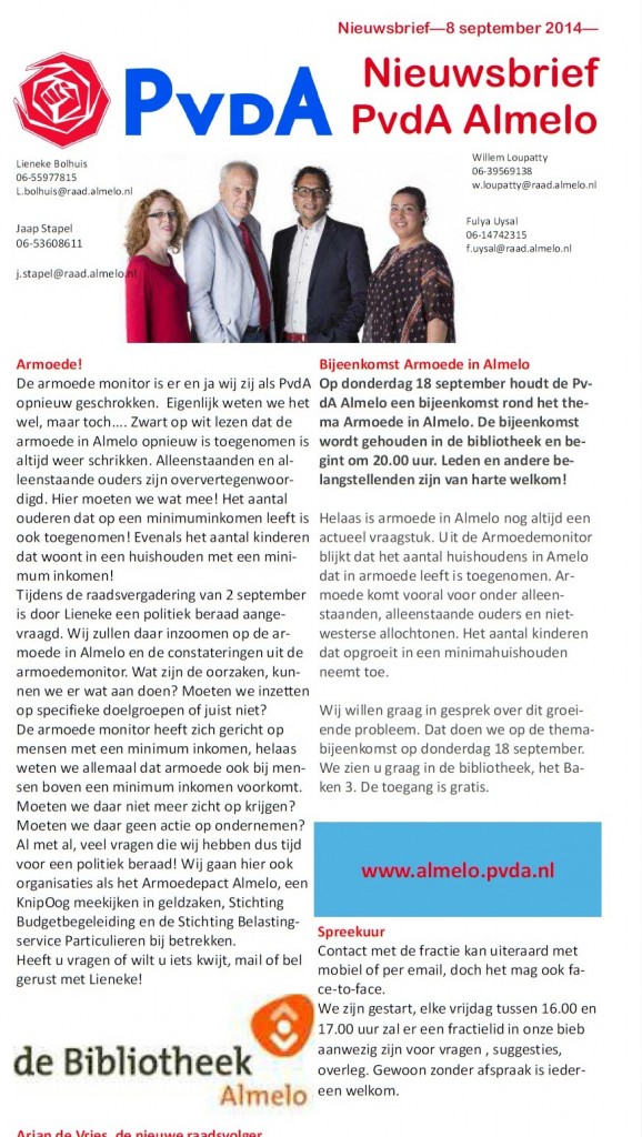 Nieuwsbrief 8 september 2014